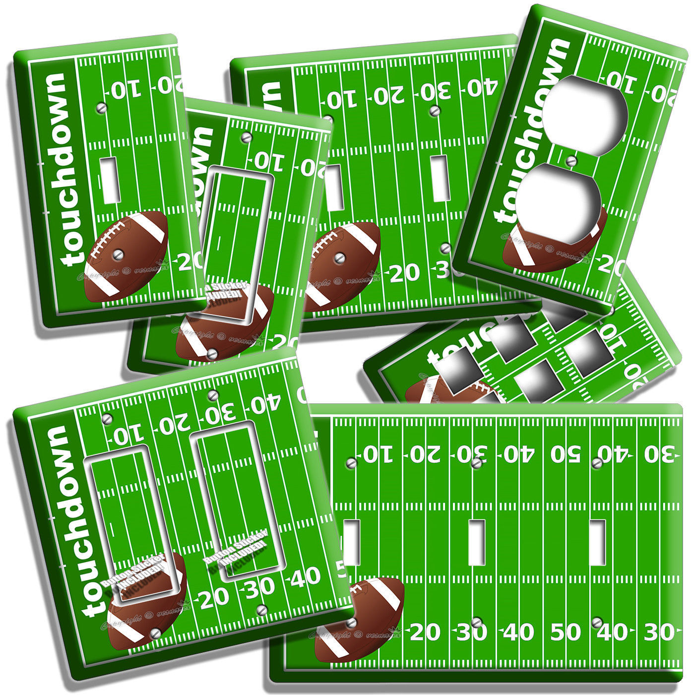 FOOTBALL FIELD AERIAL TOUCHDOWN LIGHT SWITCH OUTLET WALL PLATE MAN CAVE HD DECOR