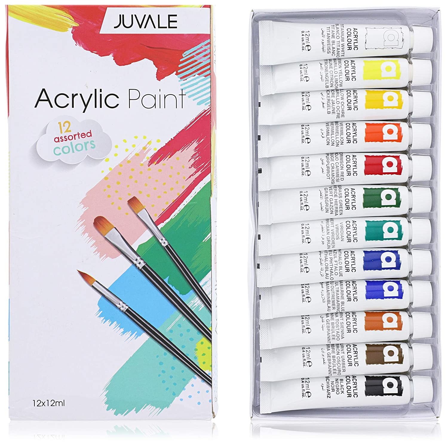 Acrylic Paint Set, Painting Party Supplies (12 X 12 Ml, 12 Pack)..