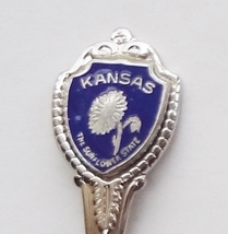 Collector Souvenir Spoon USA Kansas Sunflower State Cloisonne Emblem - $4.99