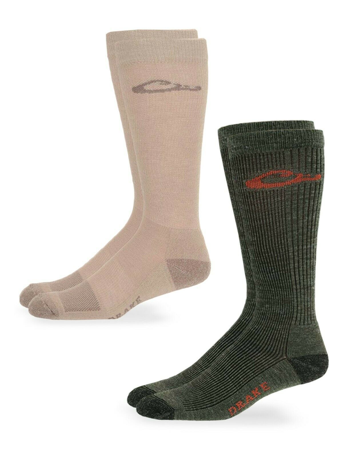 Drake Mens Merino Wool & Moisture Wicking Ribbed Liner Tall Boot Sock System 2PK