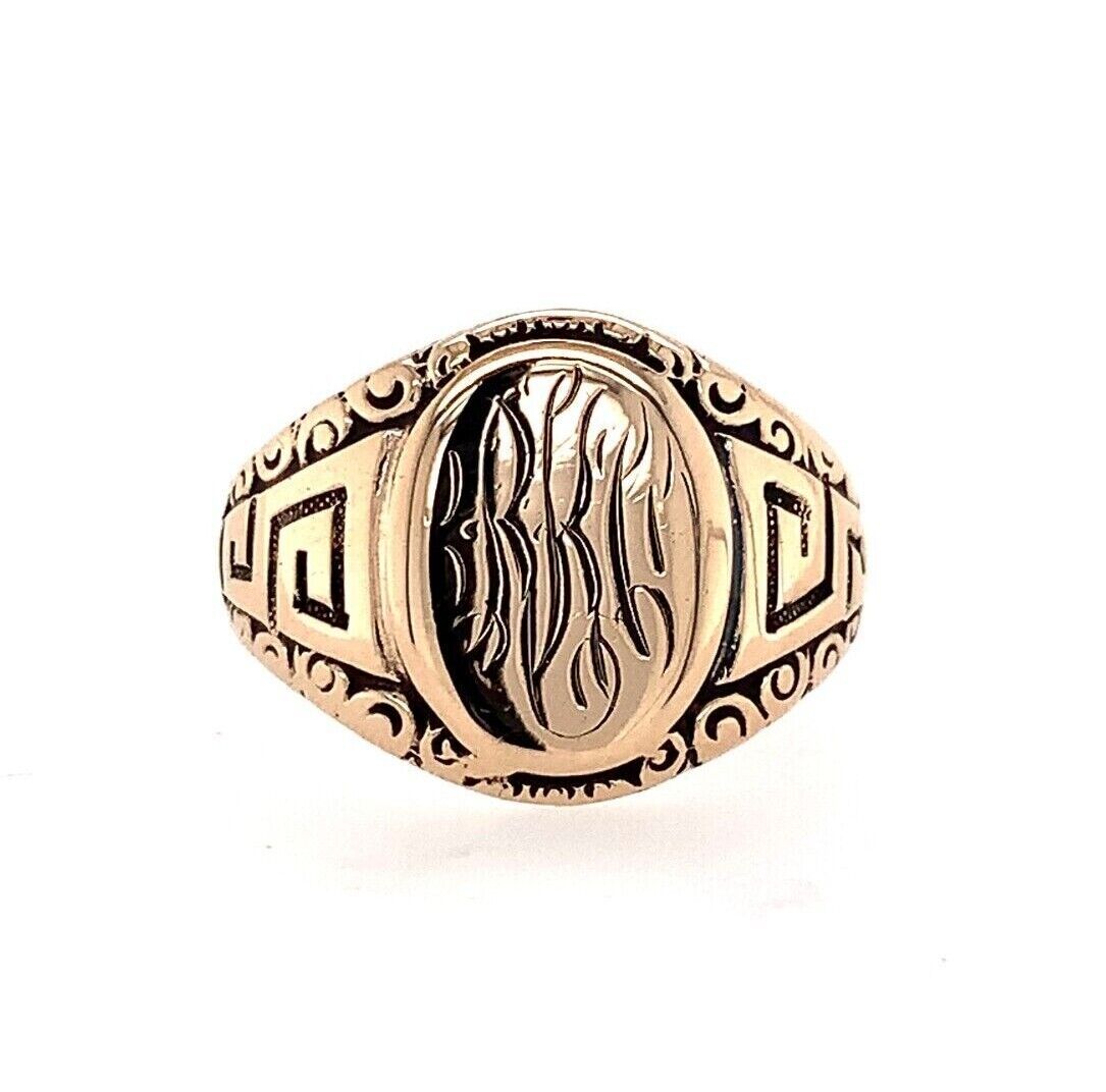 Primary image for Fancy 10k Yellow Gold Antique Signet Ring Jewelry (#J5683)