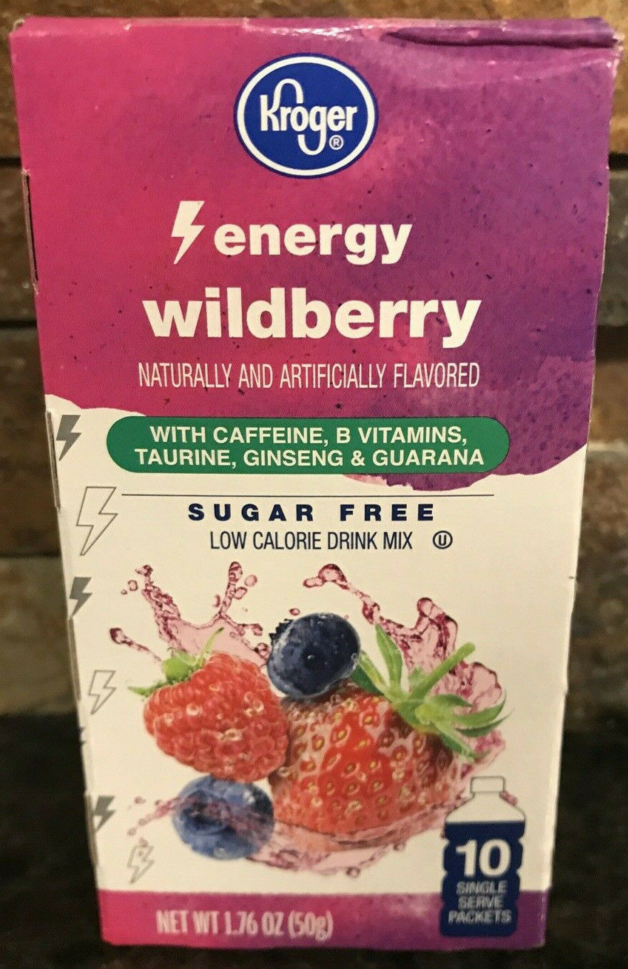 Energy Drink Mix Kroger Energy Wildberry Sugar Free Low Calorie- 10 Packets