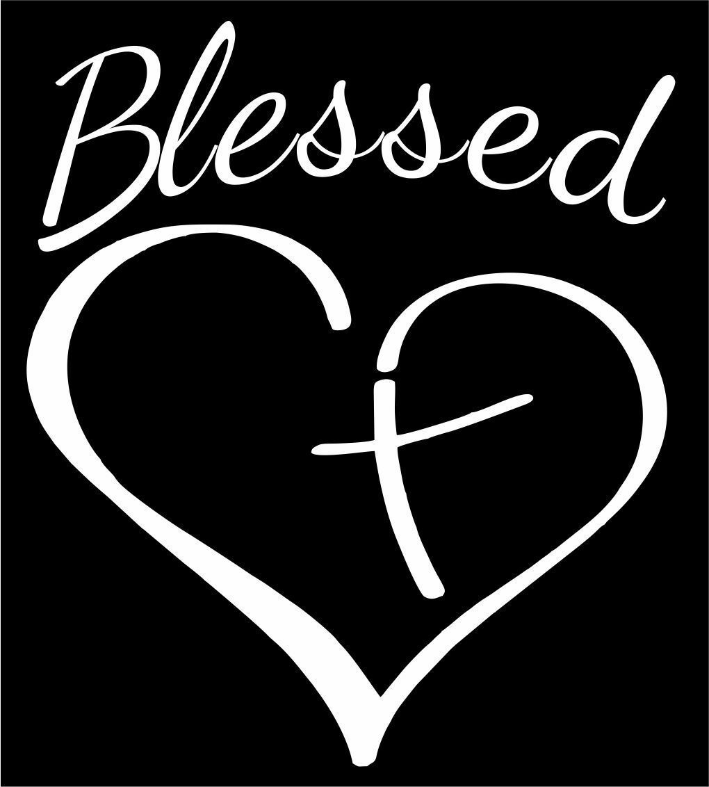 Religious Decal Christian Blessed Heart With Cross Exterior Window