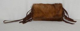 Unbranded Brown Cowhide Frindged Small  Eight Inch Clutch image 1