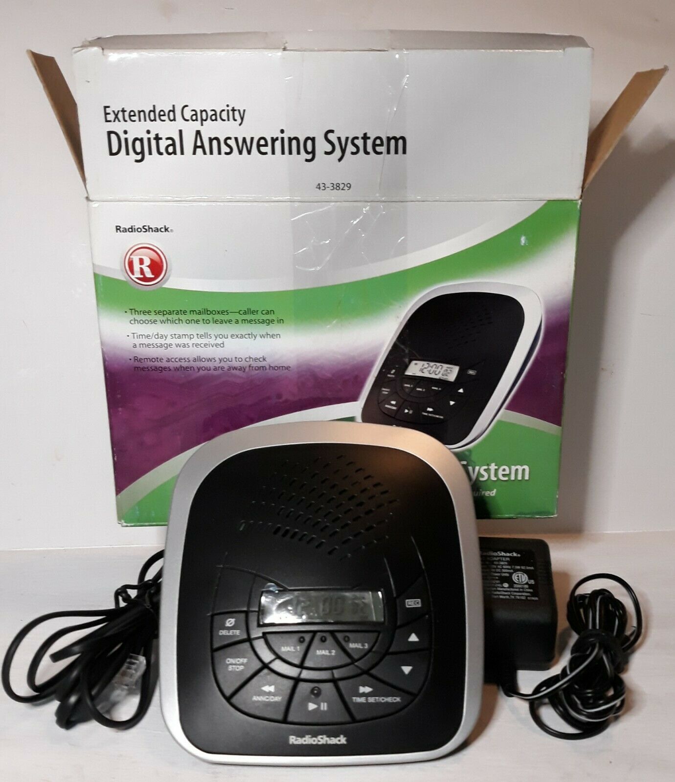 Radio Shack Telephone Answering System 43-3829 Digital Extended