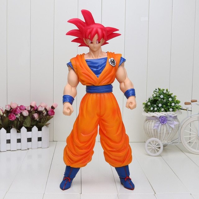 36cm Cartoon Dragon Ball Z Son Goku red hair PVC Action Figure ...