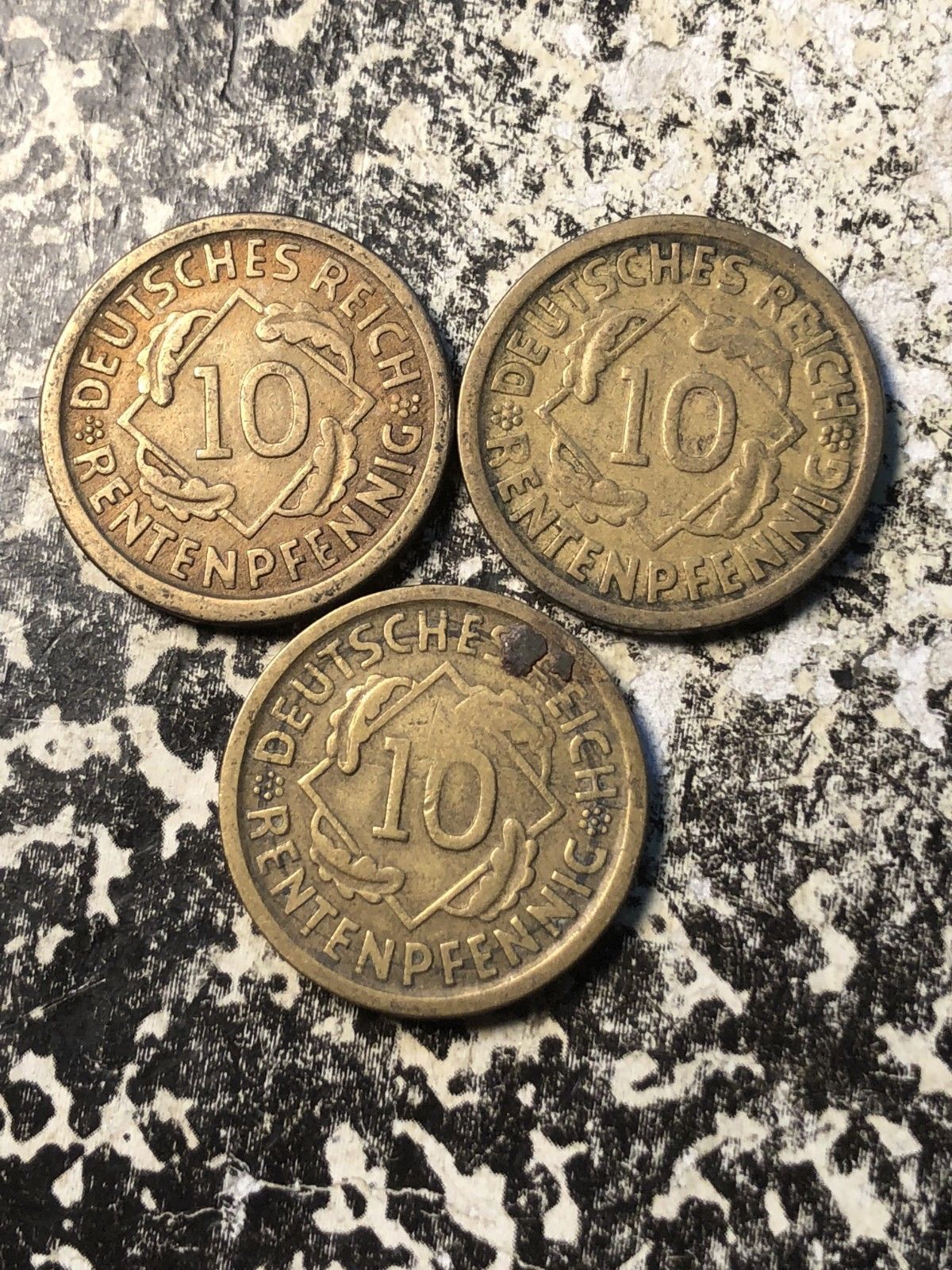3 Available 1924-E Germany 10 Rentenpfennig 1 Coin Only Circulated