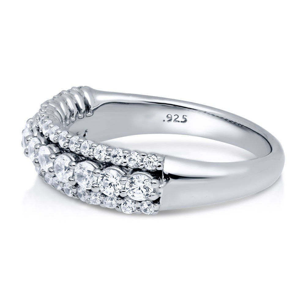 Sterling Silver .925 Women"s CZ 3 Row Pave Anniversary