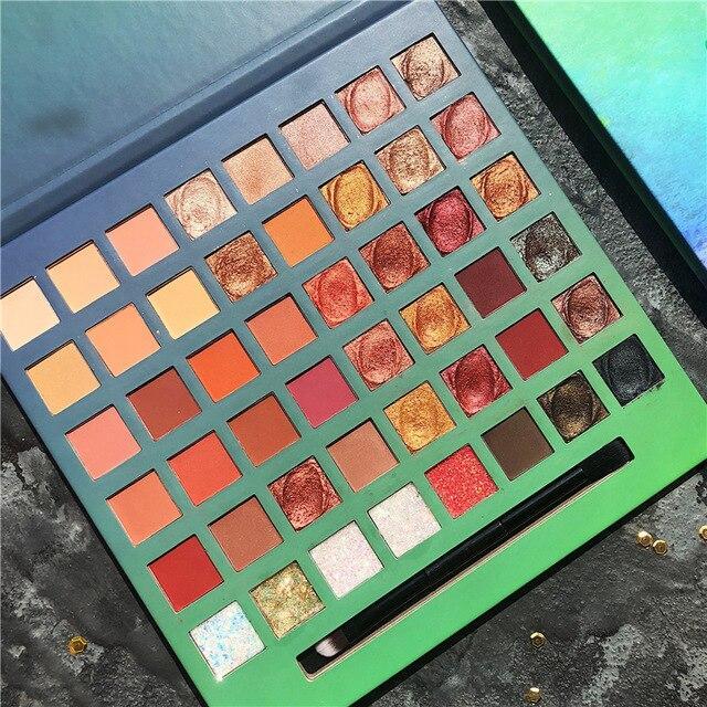 48 Color Green Glitter Eyeshadow Palette Shimmer Matte Pigmented Powder