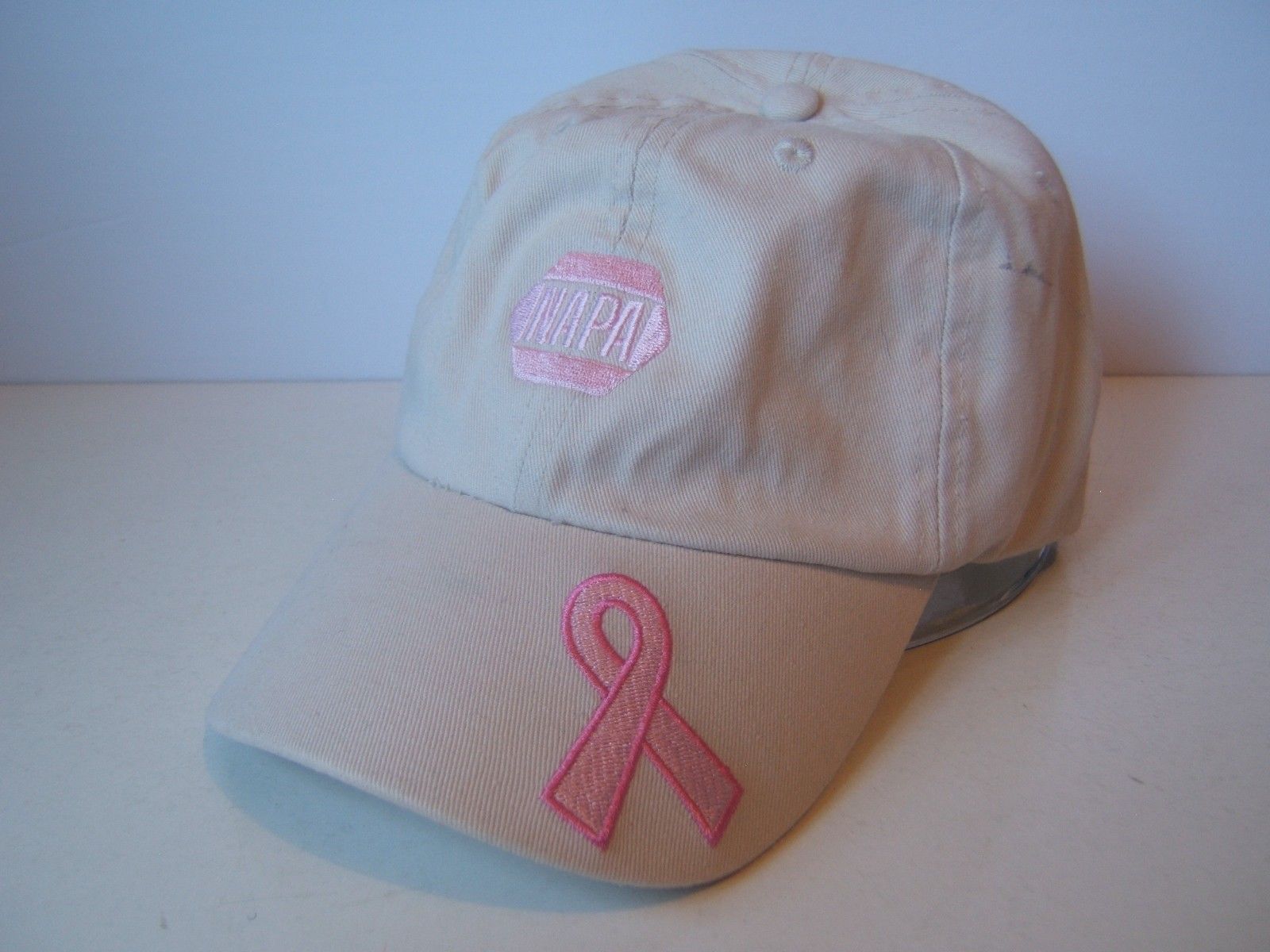 Napa Breast Cancer Awareness Pink Ribbon Hat Beige Hook Loop Baseball ...