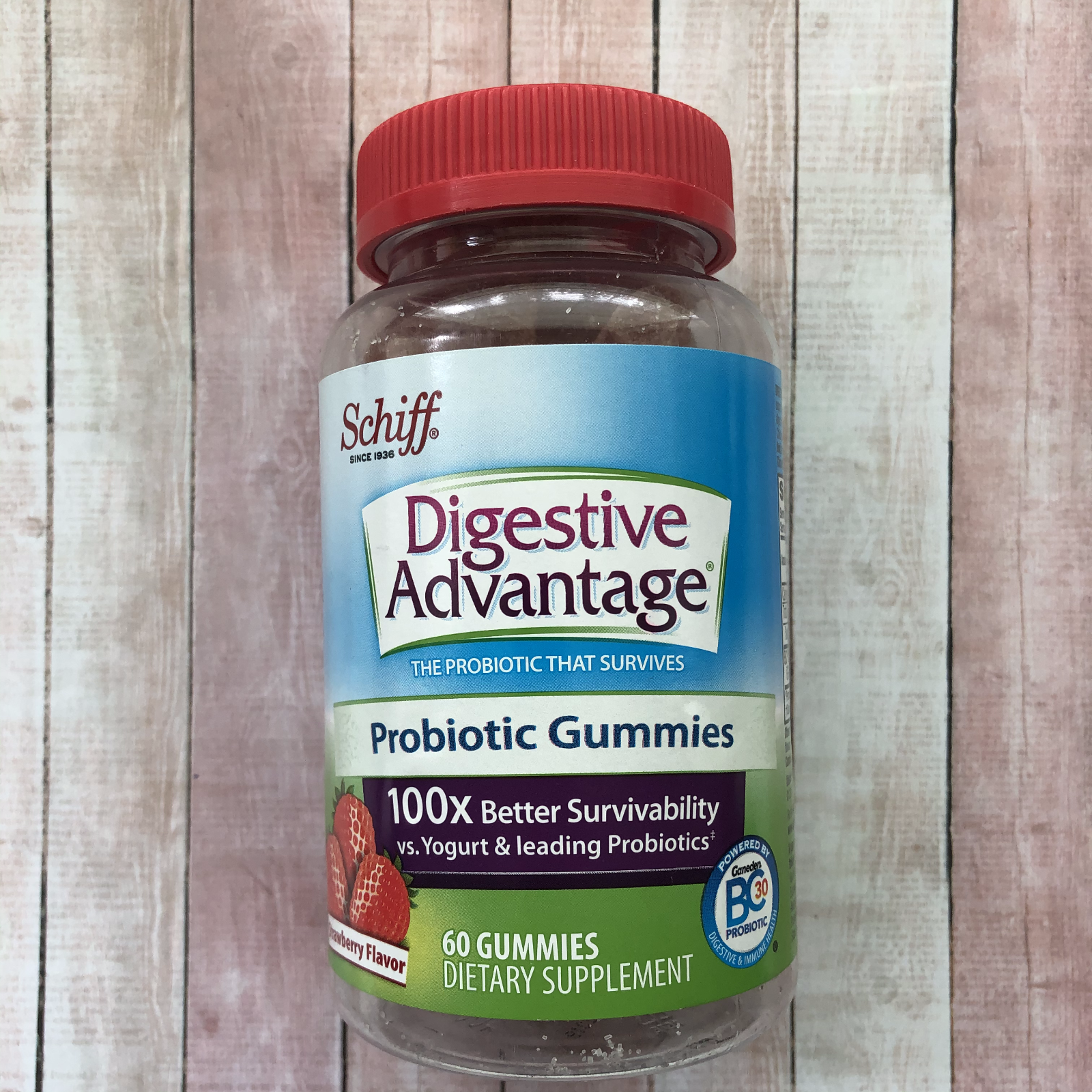 Digestive Advantage Strawberry Daily Probiotic Gummies 60ct Dietary