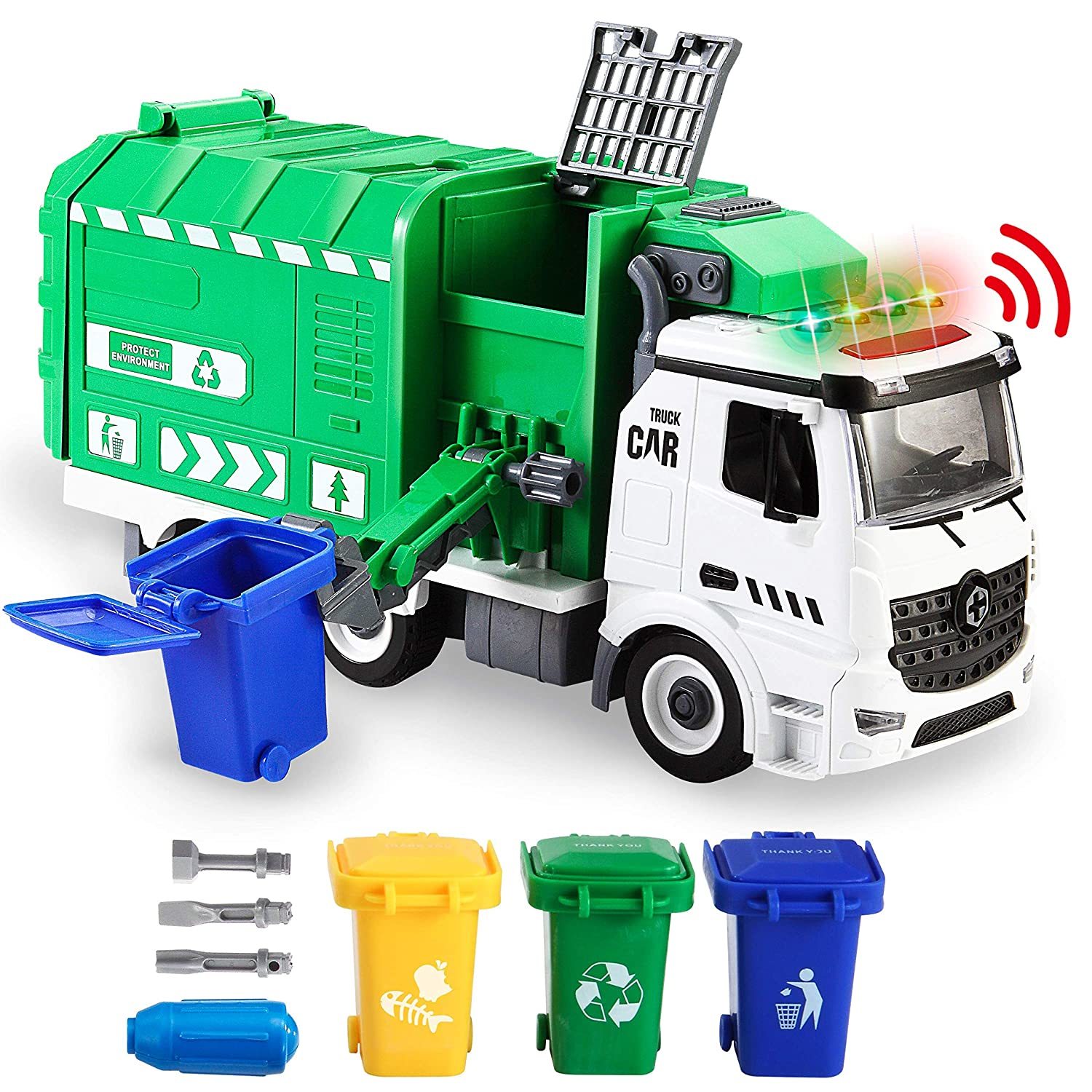 Jumbo Take Apart Friction Powered Side-Dump Recycling Garbage Truck To