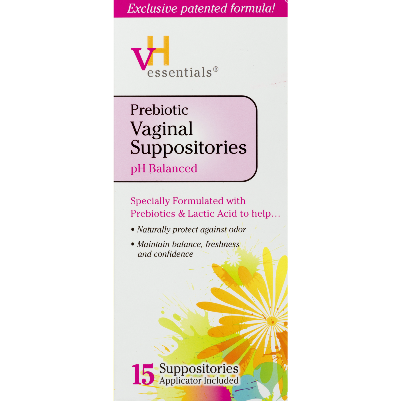 Vh Essentials Ph Balanced Prebiotic Vaginal Suppositories, 15 Count 