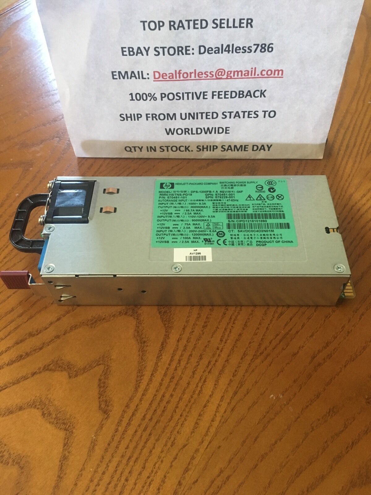 HP 1200W Power Supply 578322B21/579229001/570451001/570451101/DPS