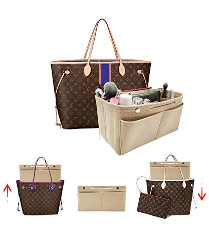 LEXSION Felt Fabric Purse Handbag Organizer Bag - MultiPocket Insert Bag Beige X - Storage Bags