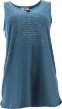 Haute Hippie Tribe Knit Graphic Scoop Neck Tank Slate Blue XS NEW A394238 - $29.68