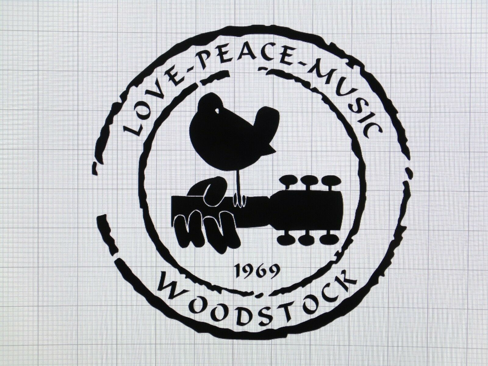 Woodstock Love Peace Music 1969 Die-Cut Vinyl Indoor Outdoor Car Window Decal