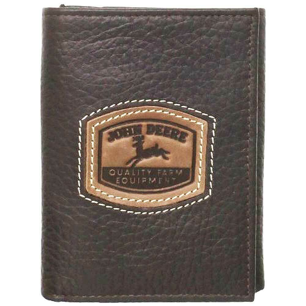 U0BR John Deere Men's Historical Logo Trifold Wallet, Brown, One Size Wallets