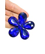 2.3/8&quot; Diameter Large Royal Blue Crystals Cluster Flower Statement Brooc... - $16.16