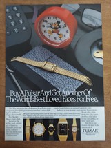 Pulsar Watch Mickey Mouse Alarm Clock Disney 1987 Vintage Print Ad - $14.69