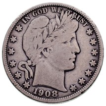 1908-O Barber 50C Half Dollar in Fine Condition, Light Gray Color - $57.16