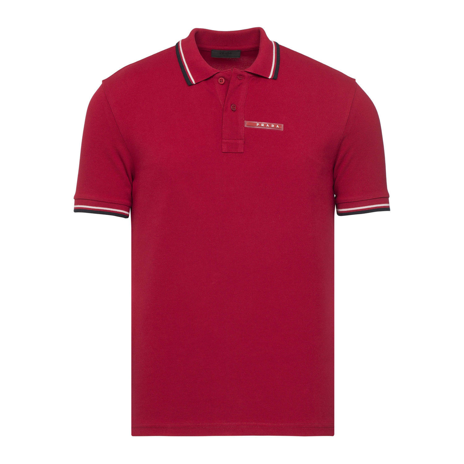Image of BRAND NEW MENS PRADA RED SIGNATURE COTTON POLO SHIRT