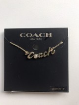 NEW Coach Signature Logo Script Necklace Gold Gift Jewelry Women $98 16in - $47.00