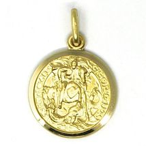 SOLID 18K YELLOW GOLD ROUND MEDAL, SAINT GEORGE, SAN GIORGIO, TWO FACES, 17mm image 5