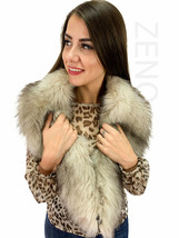 Faux Fur Collar 50' (130cm) Natural Viscose Lining Italian Faux Fur Stole Boa image 1