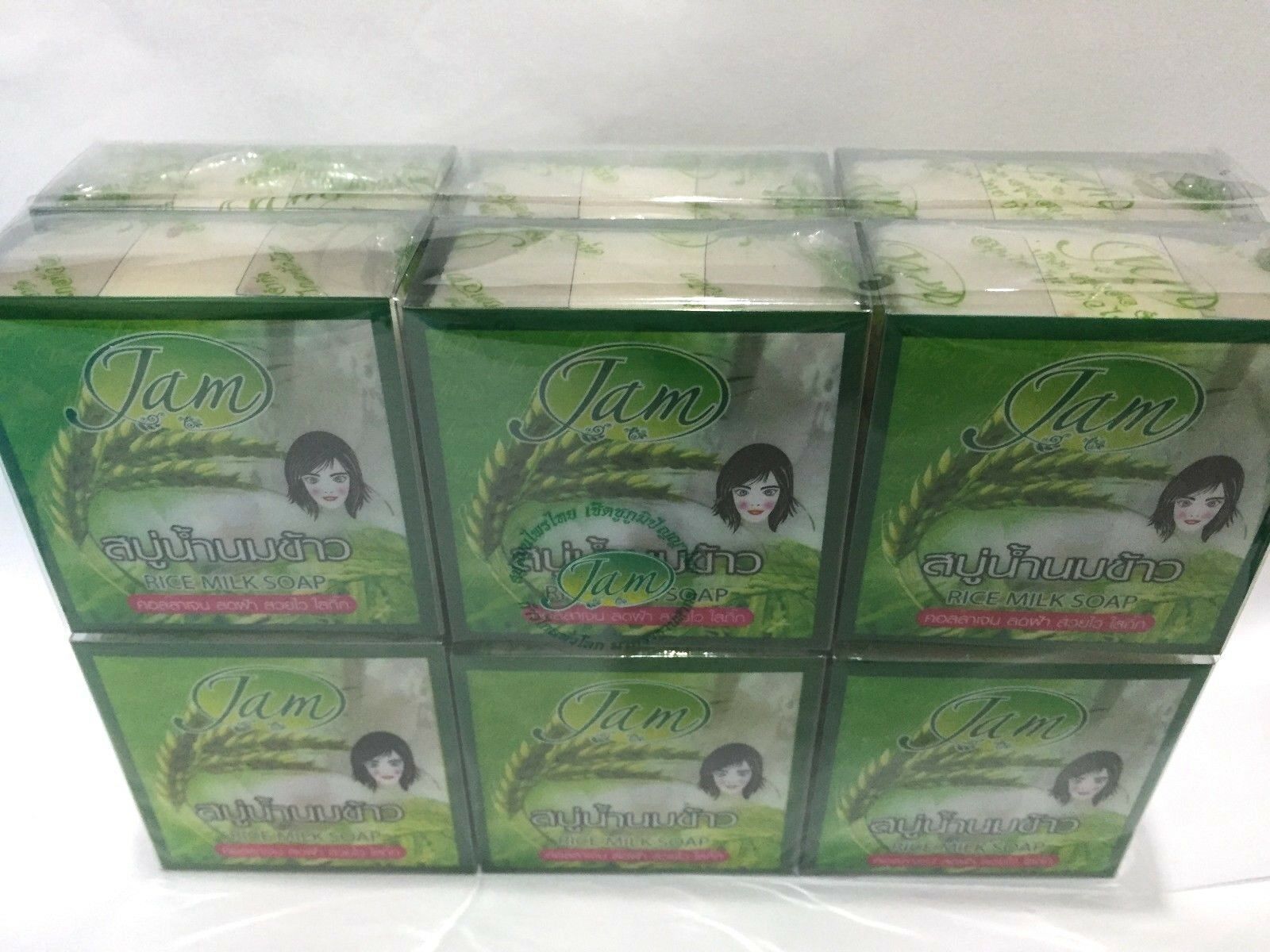 Jam Whitening Collagen Acne Thai Rice Milk Soap Lot 12 Bar Nature Herb