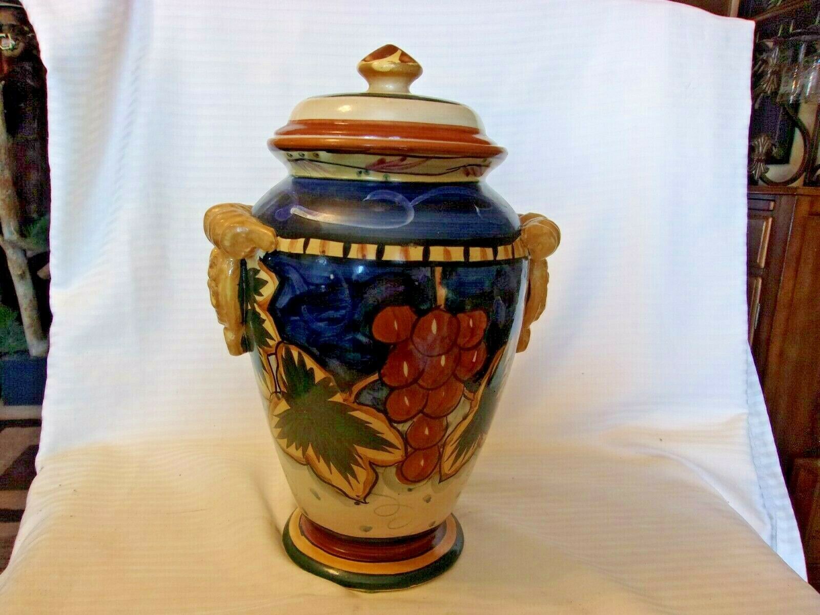 Ceramic Decorative 13" Tall Ceramic Jar With Lid Embossed ...