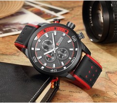 Pro Diver men's Quartzl red and black Curren military sport design Watch - $59.00