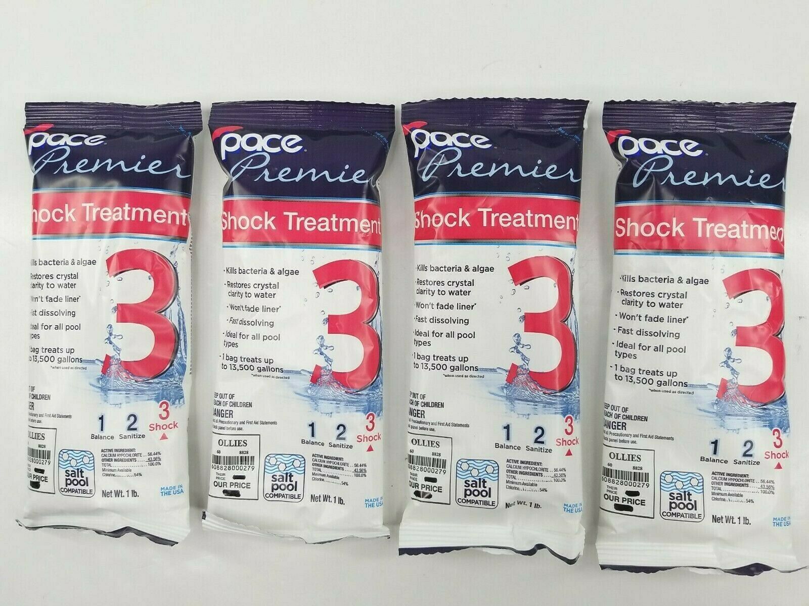 4 Pace Premier Shock 3 Treatment Swimming Pool Kill Bacteria Algae