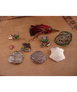 Vintage German hat pin lot / red feather lapel pin / Germany Hat badges ... - $95.00