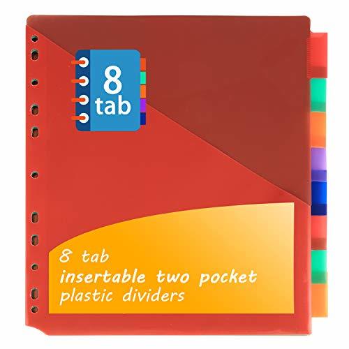Binder Dividers w/Two Pocket Binder Index Dividers 8Tab Set Pack of 3