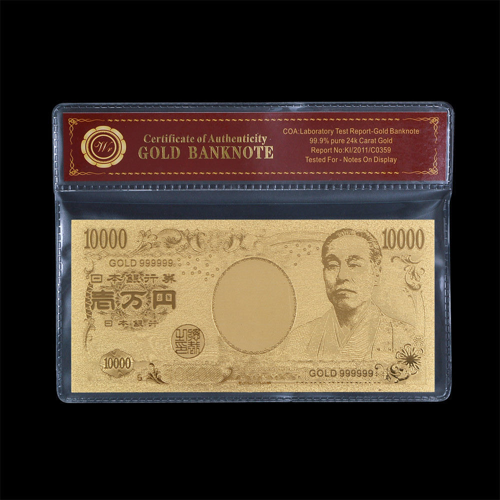 WR Japan 10000 Yen Gold Banknote Nippon Ginko Money Bill Note Lucky