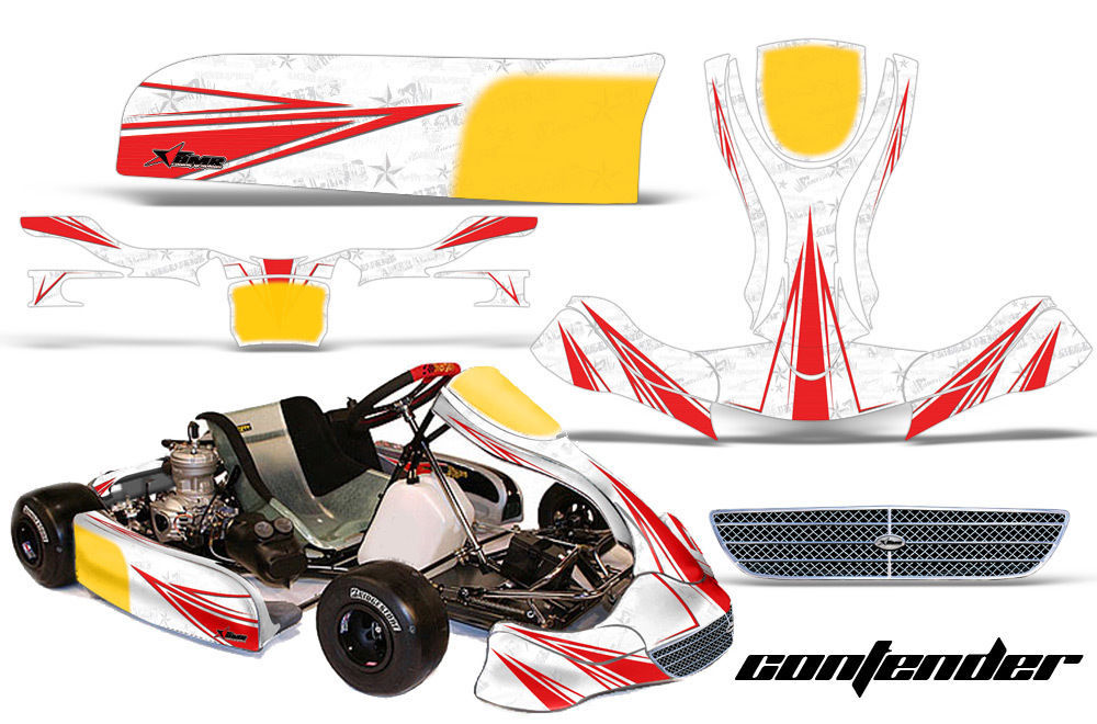 Go Kart Racing Graphics Kit Decal Sticker Wrap For KG EVO Stilo CONTEND RED WHT Everything Else
