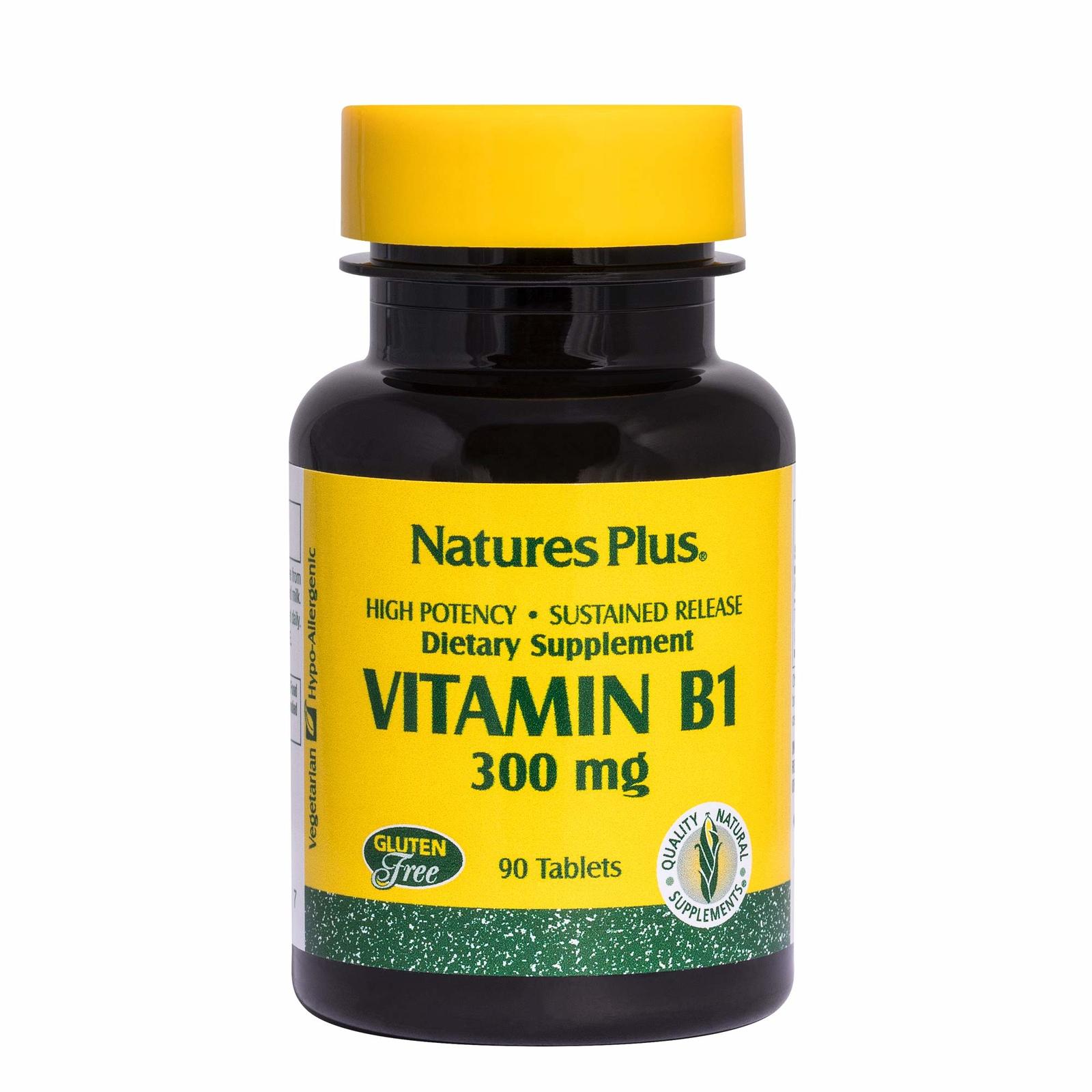 Natures Plus Vitamin B1 (Thiamin HCI) - 300 mg, 90 Vegetarian Tablets ...