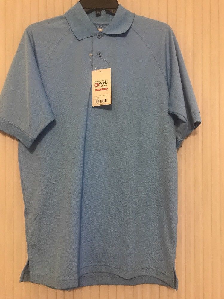 Primary image for Guide Series Mens Blue Shortsleeved Fishing Polo  Size L Sky Blue Ships N 24h