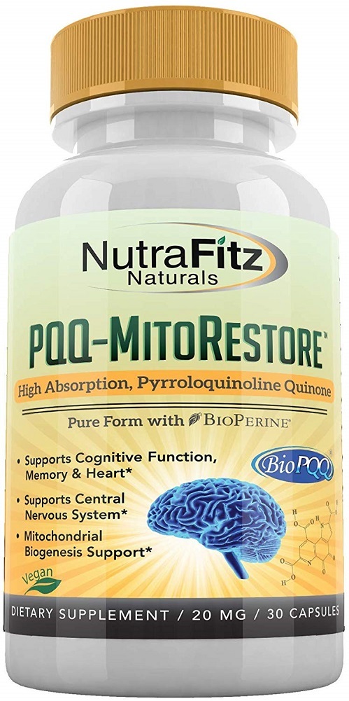 PQQ MITORESTORE 20mg Supplement with BioPQQ, Organic Resveratrol - High
