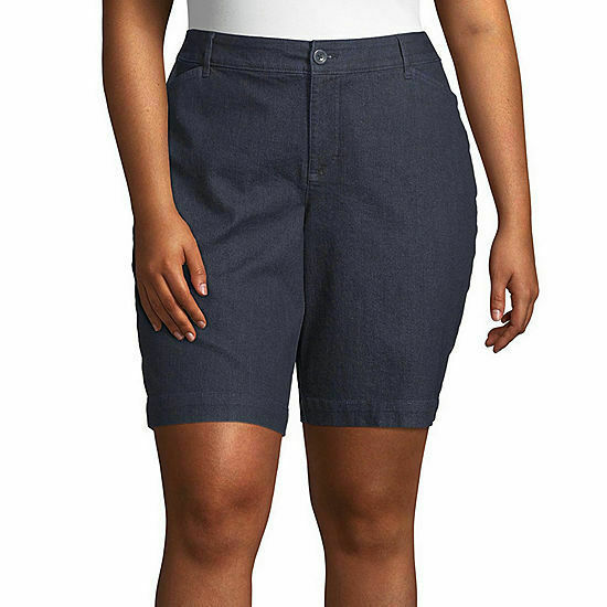 St. John's Bay Women's Plus Mid Rise Bermuda Shorts Size 20W Rinse NEW 11.5" Shorts