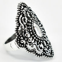 Bohemian Ornate Vintage Inspired Silver Tone Fashion Jewelry Statement Ring image 4