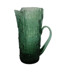 Vintage mid century green art glass large bamboo pattern water tea juice... - $49.99