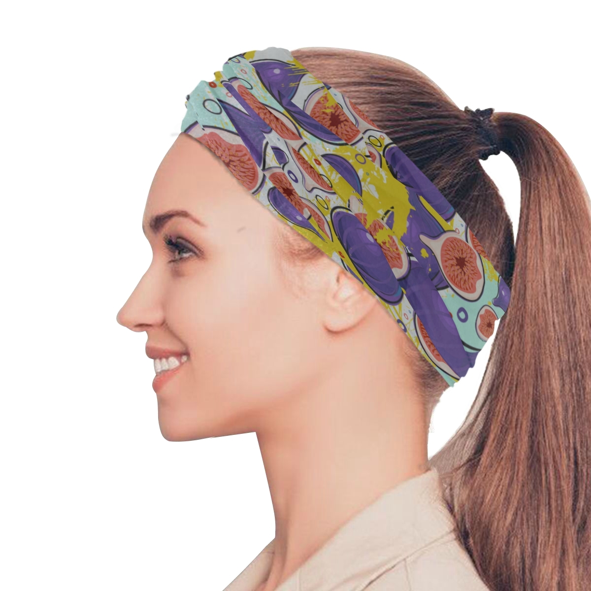 Retro Creative Style Cute Fruit Fig Elastic Headbands Head Wrap Shawl