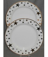Set (2) Sakura for Macy&#39;s STARS PATTERN Ivory Porcelain DINNER PLATES - $29.69