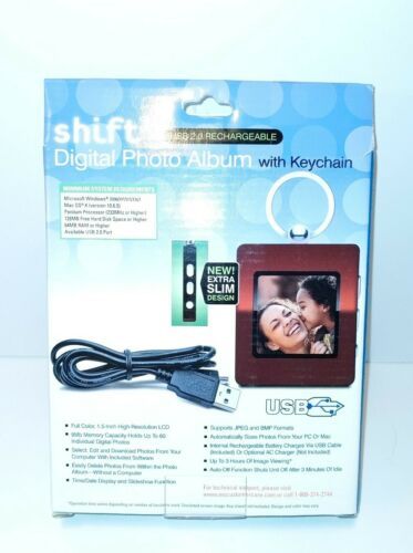 SHIFT Digital Photo Album with Keychain USB 2.0 Rechargeable NEW IN BOX 
