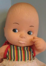 Vintage 9" Uneeda Plastic Body Molded Hair Baby Doll Blue Painted Eyes - $19.80