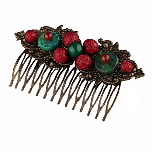 Primary image for Women Coral Agate Ancient Hair Comb Classic Comb Ethnic Style