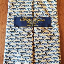 Brooks Brothers Tie, Yellow Gray Blue Whales, Brooks Brothers Makers Vintage image 4