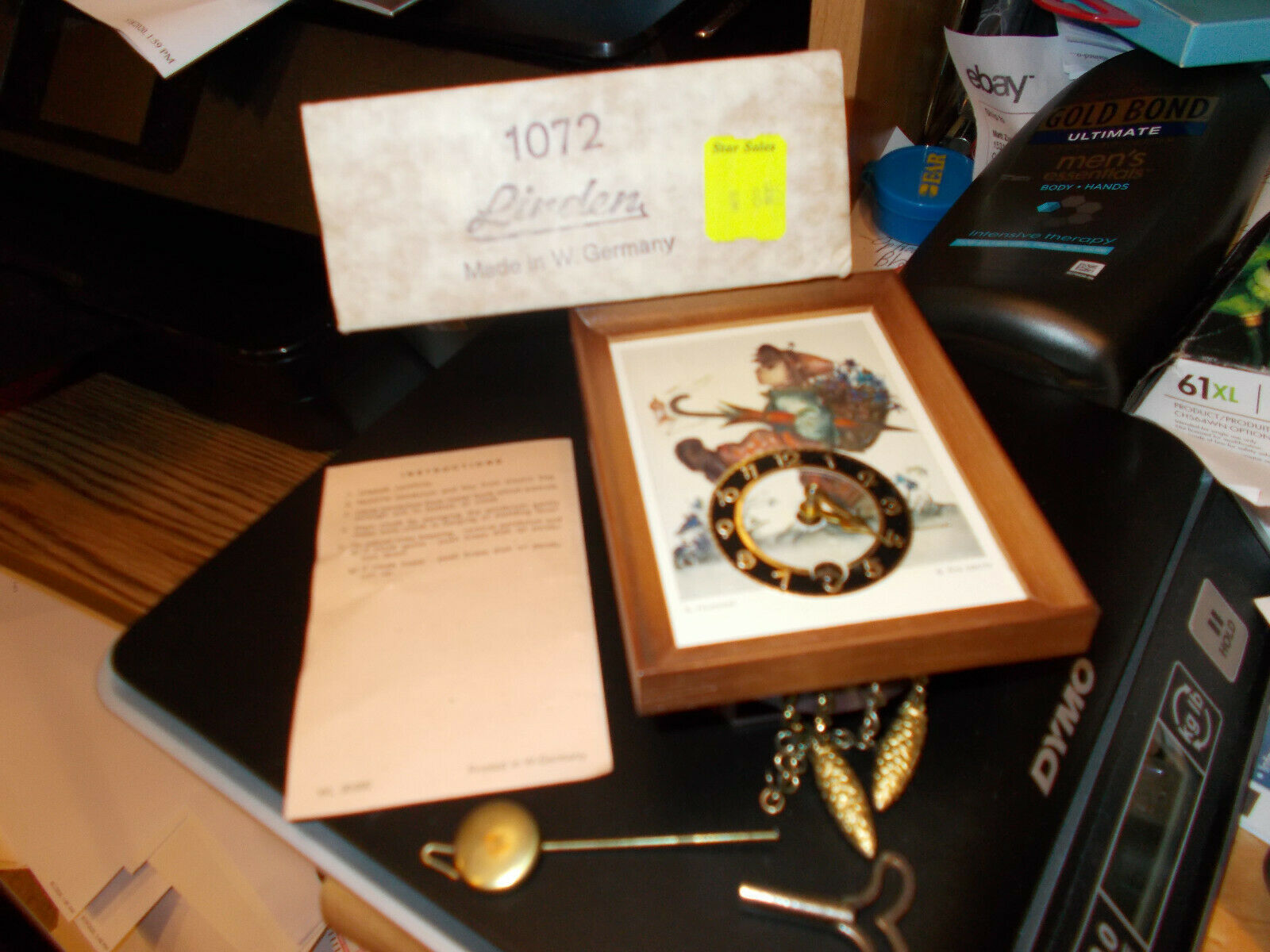 Linden WindUp Miniature Mantel Shelf Clock Number 1072 Vintage Late